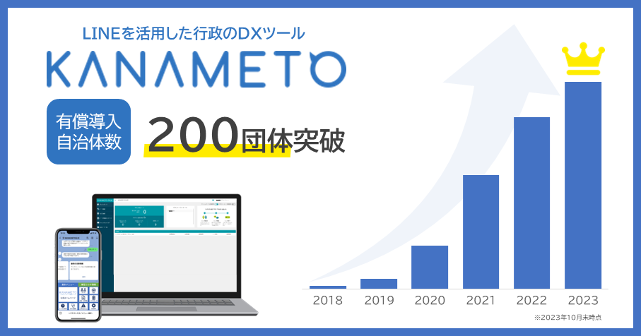LINEを活用した行政のDXツール「KANAMETO」有償導入自治体数200団体突破